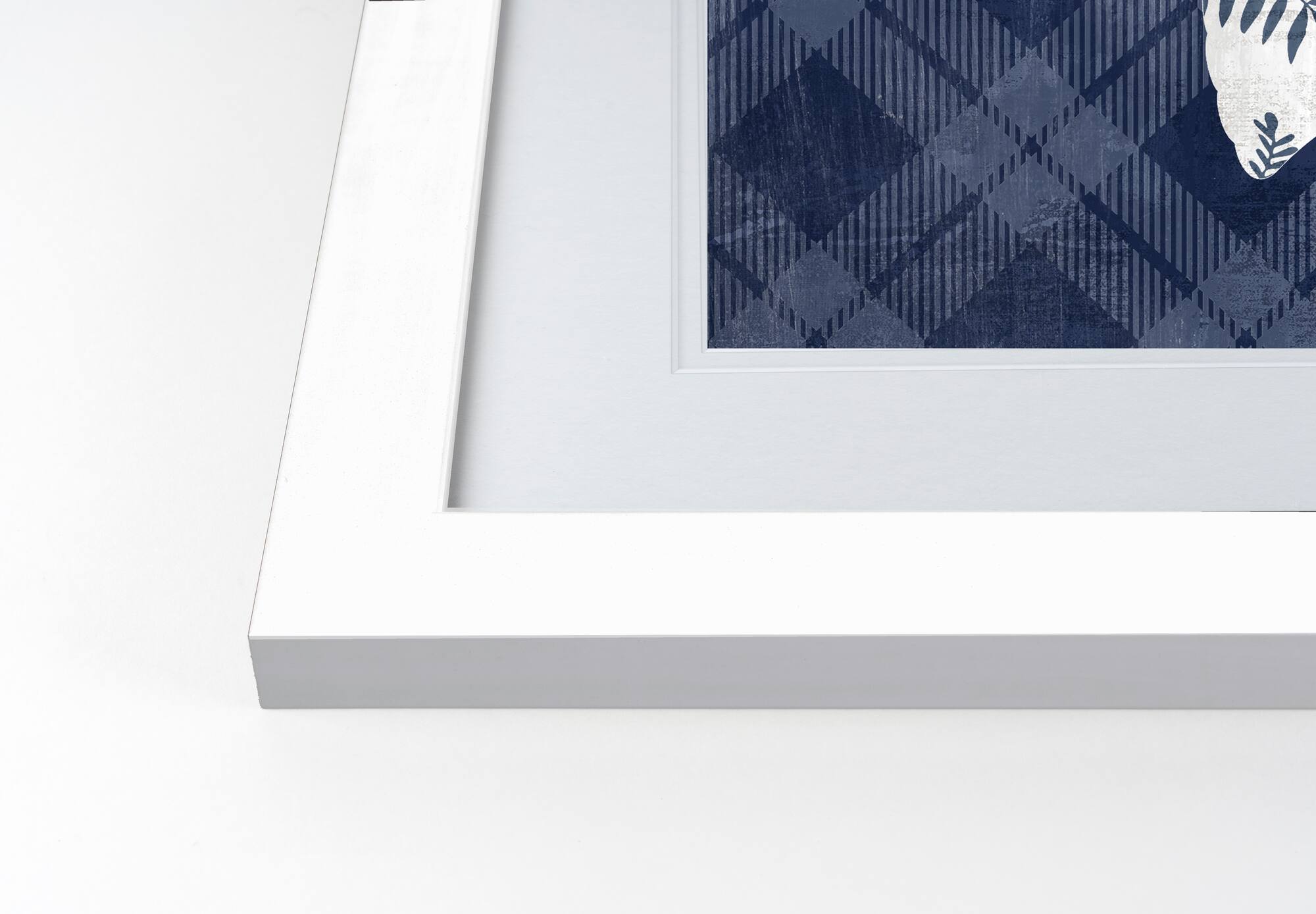 Blue & White Thankful Turkey Fall Print in White Frame